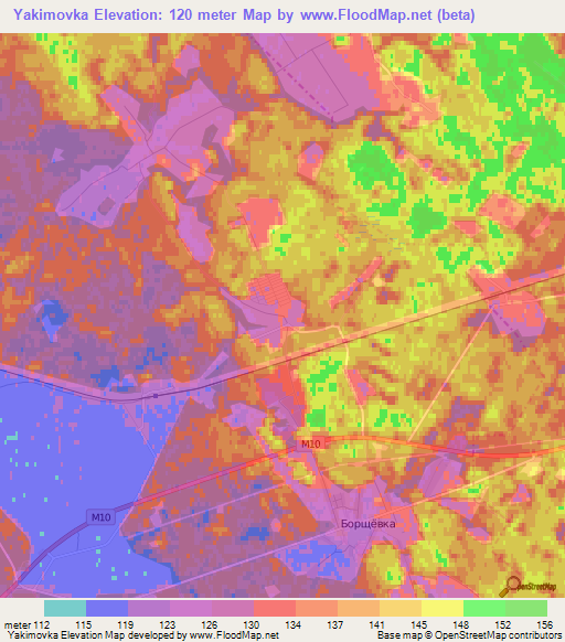 Yakimovka,Belarus Elevation Map