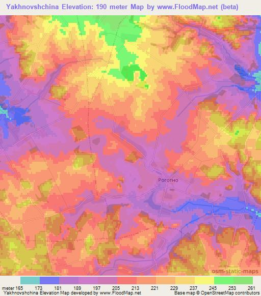 Yakhnovshchina,Belarus Elevation Map