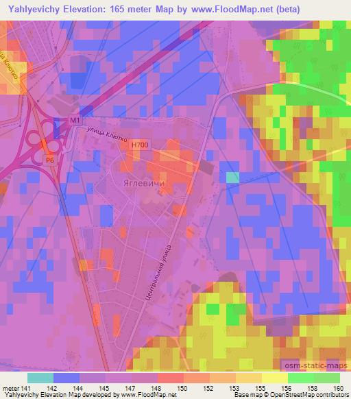 Yahlyevichy,Belarus Elevation Map