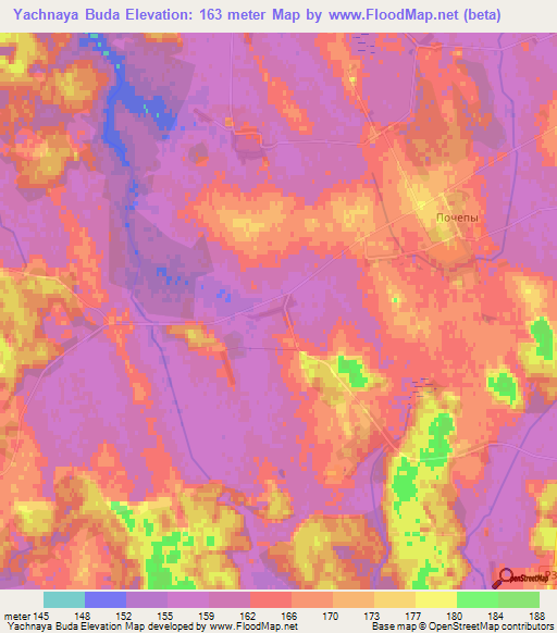 Yachnaya Buda,Belarus Elevation Map