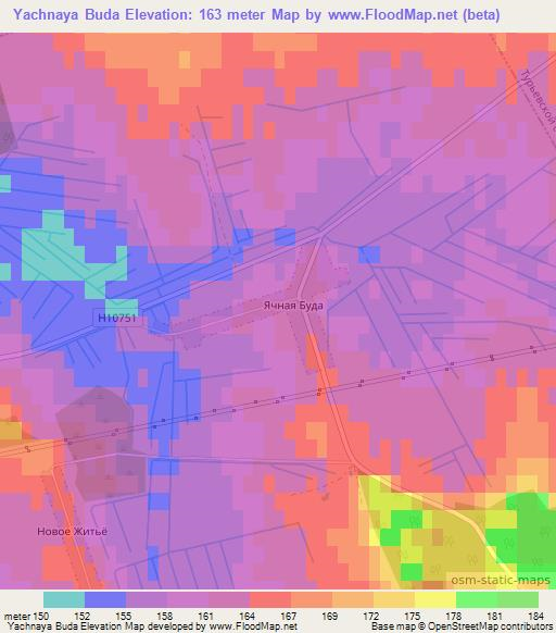 Yachnaya Buda,Belarus Elevation Map