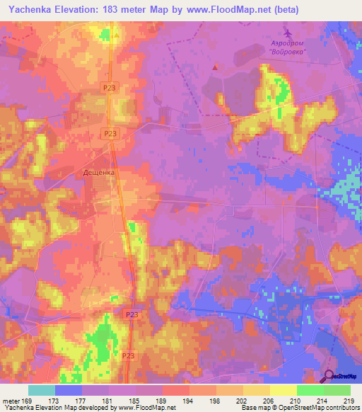 Yachenka,Belarus Elevation Map
