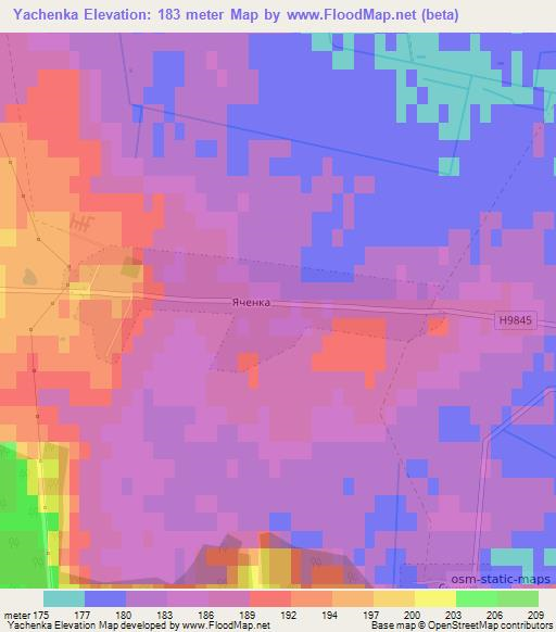 Yachenka,Belarus Elevation Map