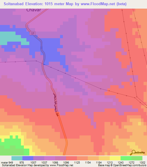Soltanabad,Iran Elevation Map