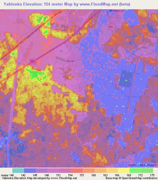 Yablonka,Belarus Elevation Map