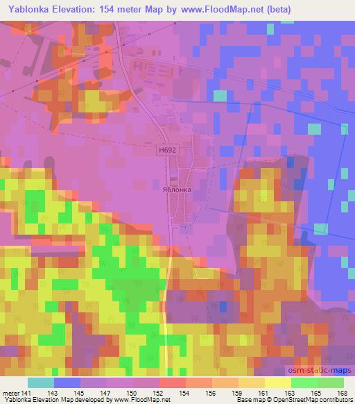 Yablonka,Belarus Elevation Map