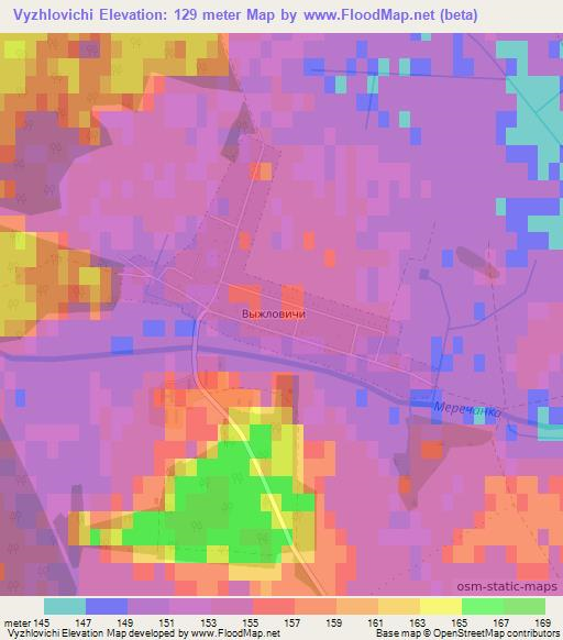 Vyzhlovichi,Belarus Elevation Map
