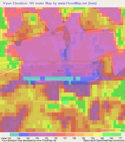 V'yun,Belarus Elevation Map