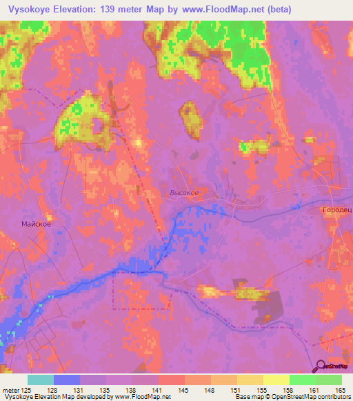 Vysokoye,Belarus Elevation Map