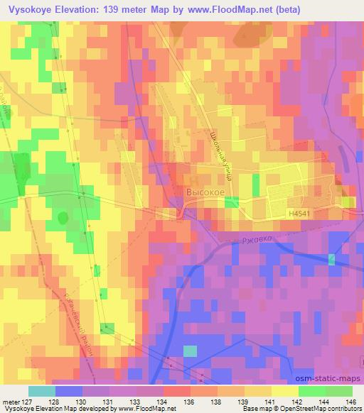 Vysokoye,Belarus Elevation Map
