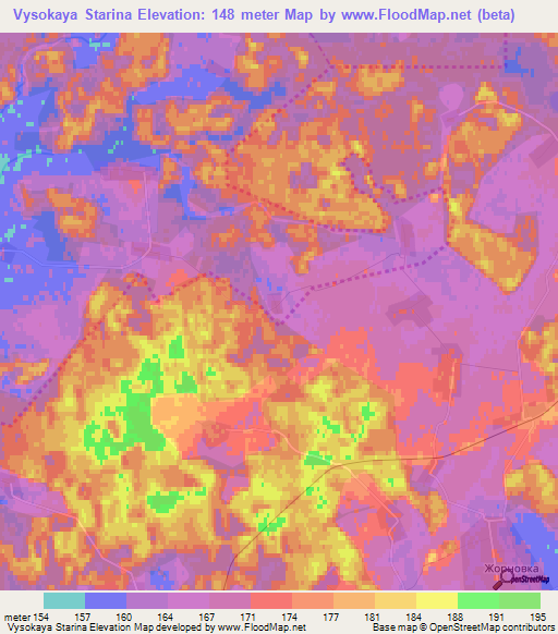 Vysokaya Starina,Belarus Elevation Map