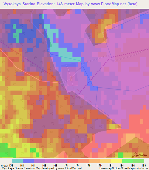 Vysokaya Starina,Belarus Elevation Map