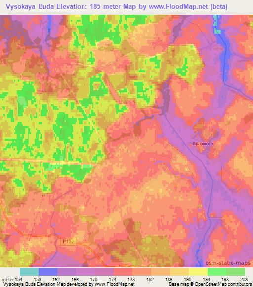 Vysokaya Buda,Belarus Elevation Map