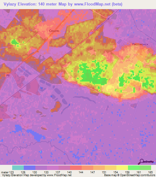 Vylazy,Belarus Elevation Map