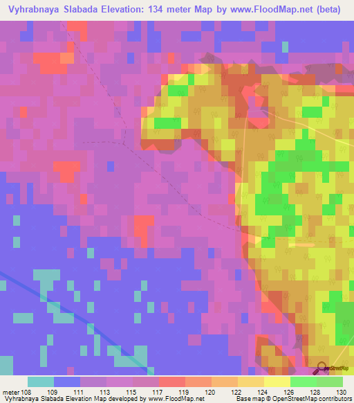 Vyhrabnaya Slabada,Belarus Elevation Map