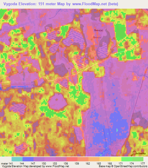 Vygoda,Belarus Elevation Map
