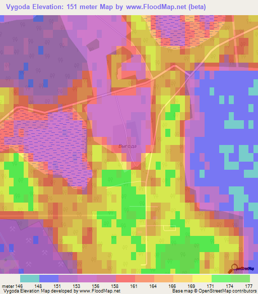 Vygoda,Belarus Elevation Map