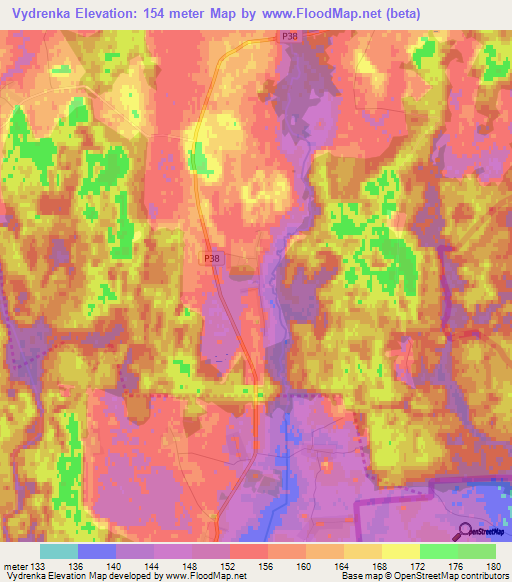 Vydrenka,Belarus Elevation Map