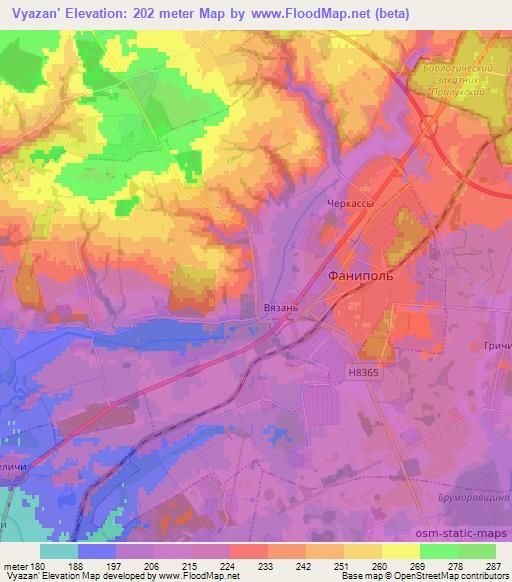 Vyazan',Belarus Elevation Map