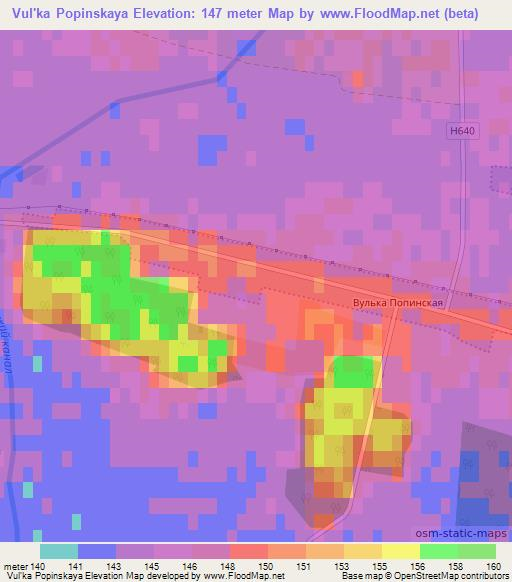 Vul'ka Popinskaya,Belarus Elevation Map