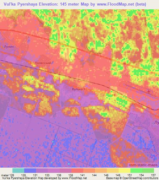 Vul'ka Pyershaya,Belarus Elevation Map