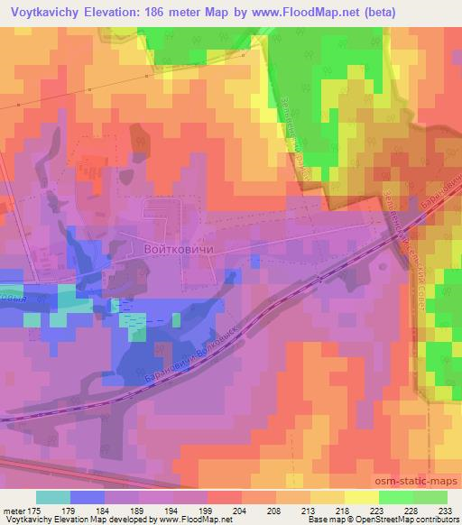 Voytkavichy,Belarus Elevation Map