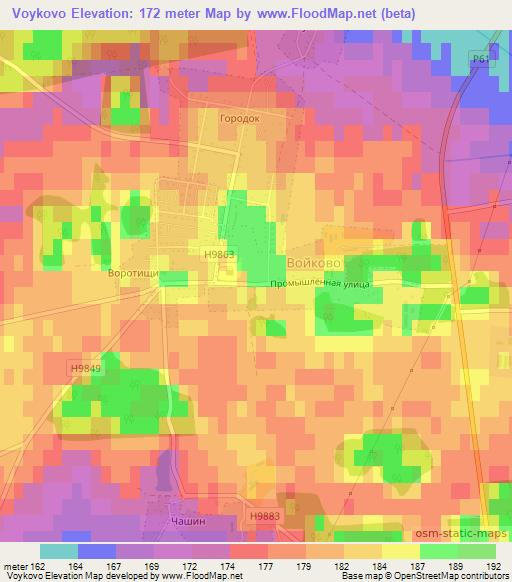 Voykovo,Belarus Elevation Map
