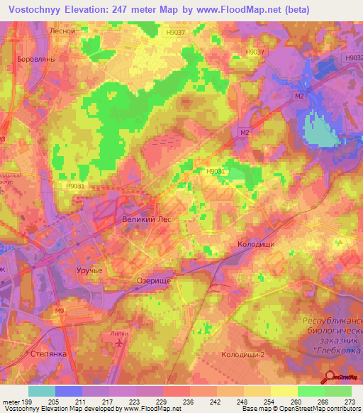 Vostochnyy,Belarus Elevation Map
