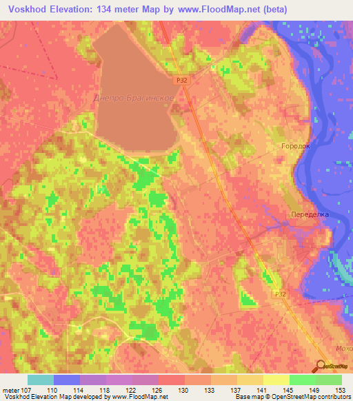 Voskhod,Belarus Elevation Map
