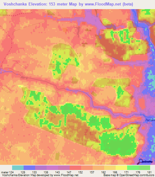 Voshchanka,Belarus Elevation Map