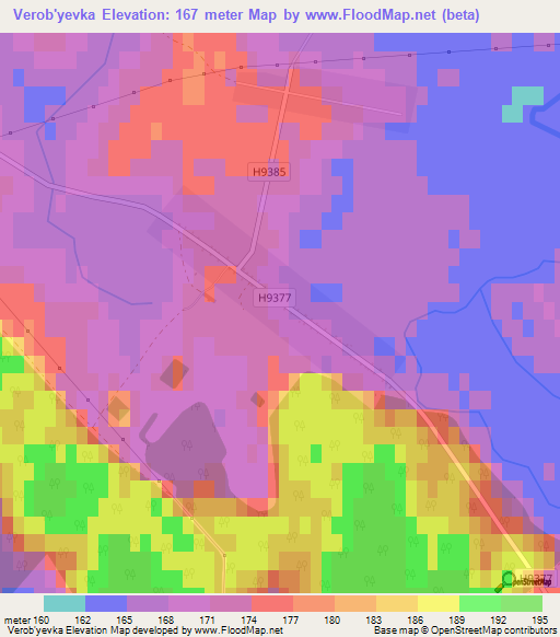Verob'yevka,Belarus Elevation Map