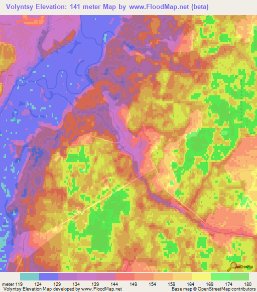 Volyntsy,Belarus Elevation Map