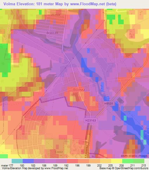 Volma,Belarus Elevation Map