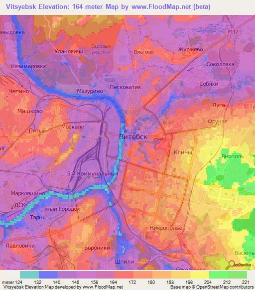 Vitsyebsk,Belarus Elevation Map