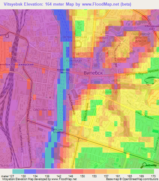 Vitsyebsk,Belarus Elevation Map