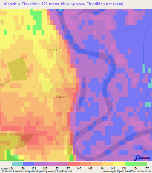Vishchin,Belarus Elevation Map