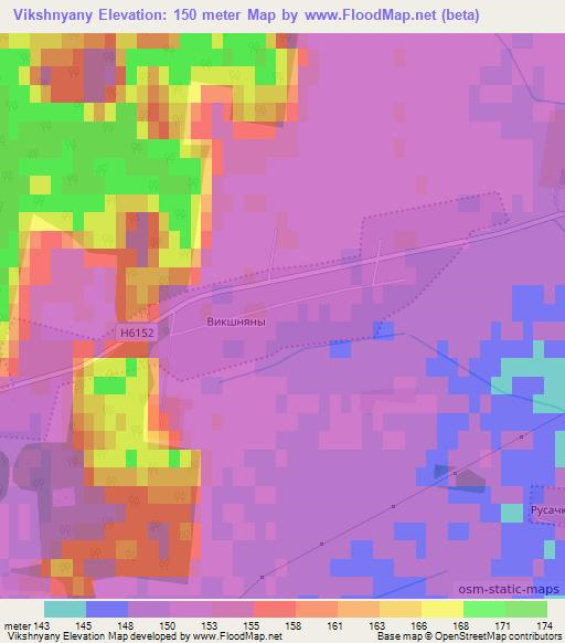 Vikshnyany,Belarus Elevation Map