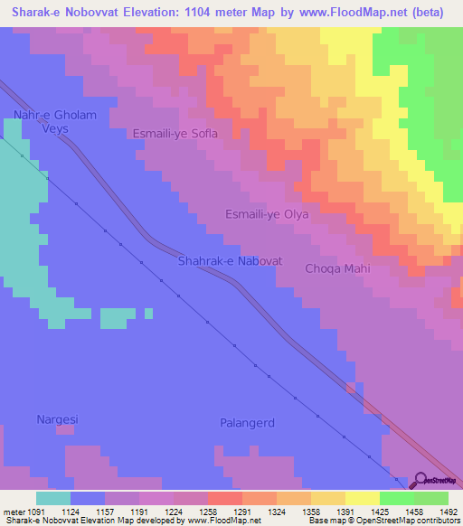 Sharak-e Nobovvat,Iran Elevation Map