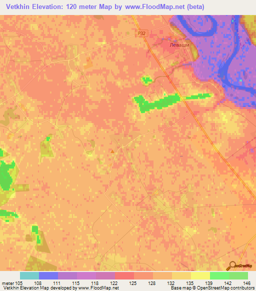 Vetkhin,Belarus Elevation Map