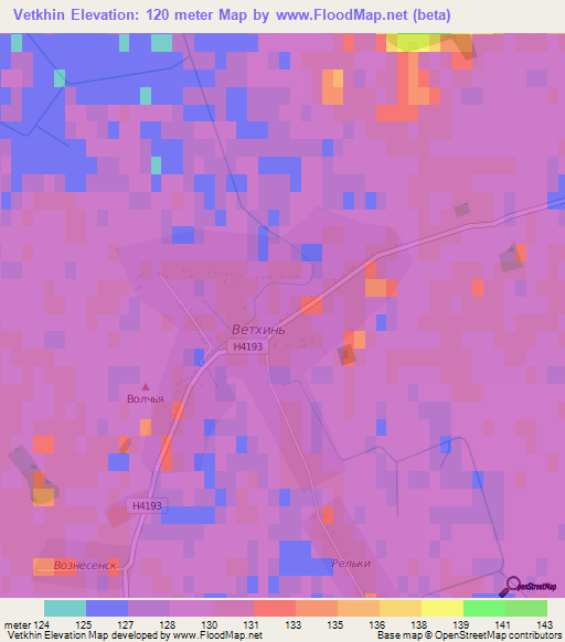 Vetkhin,Belarus Elevation Map