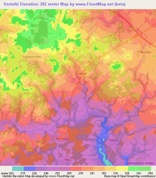 Vertniki,Belarus Elevation Map