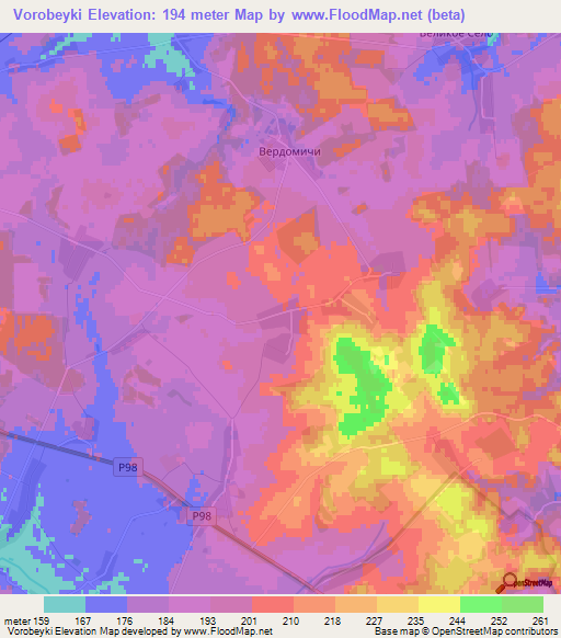 Vorobeyki,Belarus Elevation Map