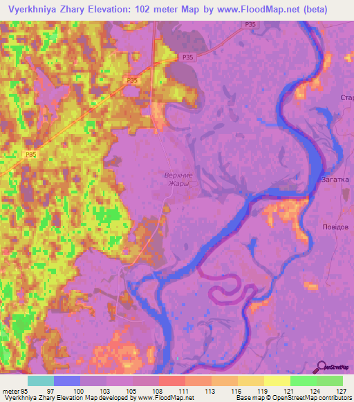Vyerkhniya Zhary,Belarus Elevation Map