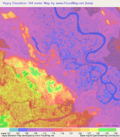 Vepry,Belarus Elevation Map
