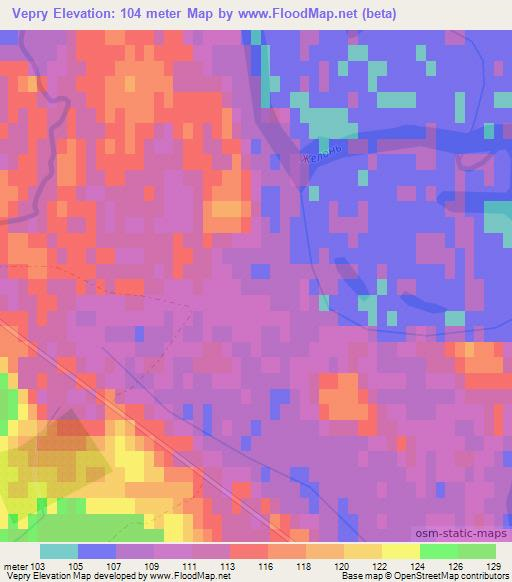 Vepry,Belarus Elevation Map