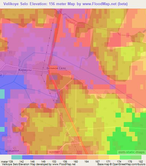 Velikoye Selo,Belarus Elevation Map