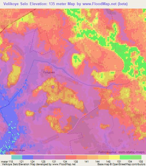 Velikoye Selo,Belarus Elevation Map