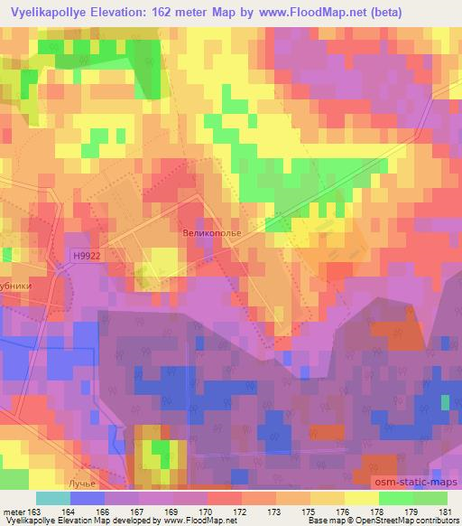 Vyelikapollye,Belarus Elevation Map