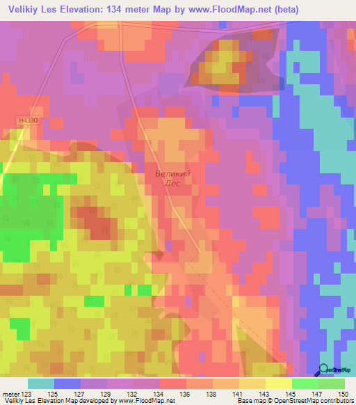 Velikiy Les,Belarus Elevation Map