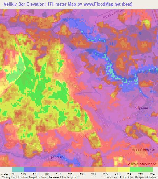 Velikiy Bor,Belarus Elevation Map